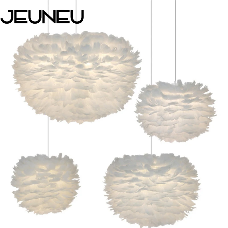 Современная романтическая белая Подвесная лампа с гусиным пером E27 светодиодный
