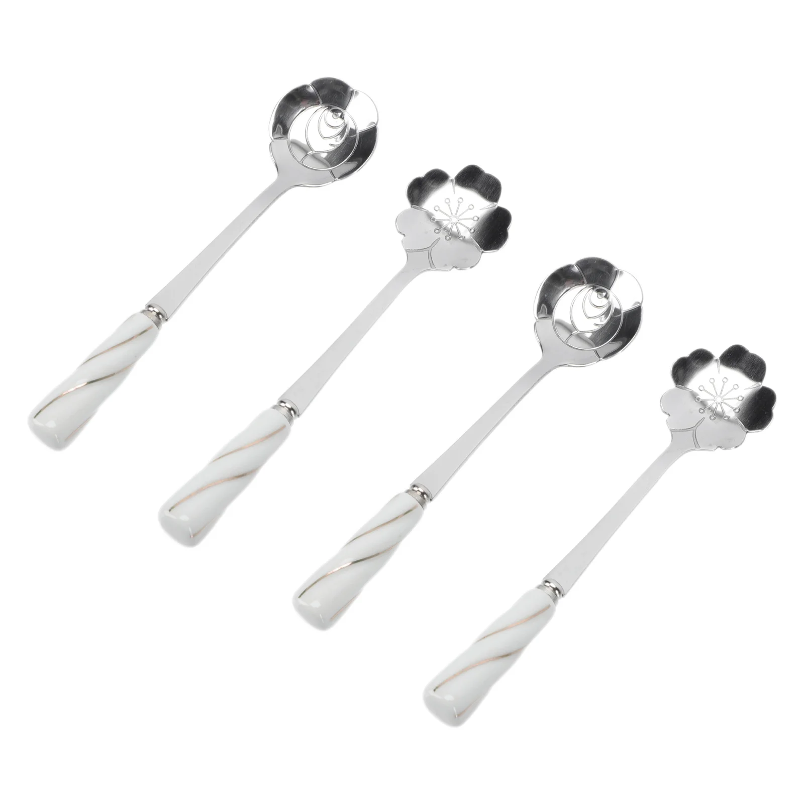 

4Pcs Delicate Flower-shaped Coffee Scoop Ice Cream Spoon Durable Dessert Spoons