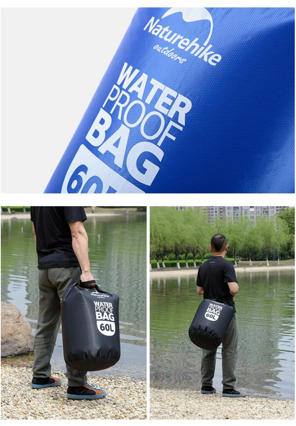 NatureHike Превосходное качество 60L Сверхлегкий Рафтинг сухой Спорт Водонепроницаемый Путешествия дрейфующих сумка NH15S005-D