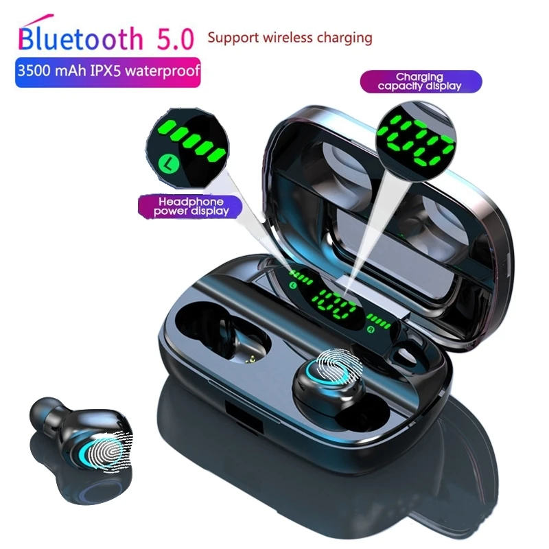 TWS Touch IPX5 3500 мАч мини беспроводные Bluetooth V5.0 наушники спортивные HD микрофон