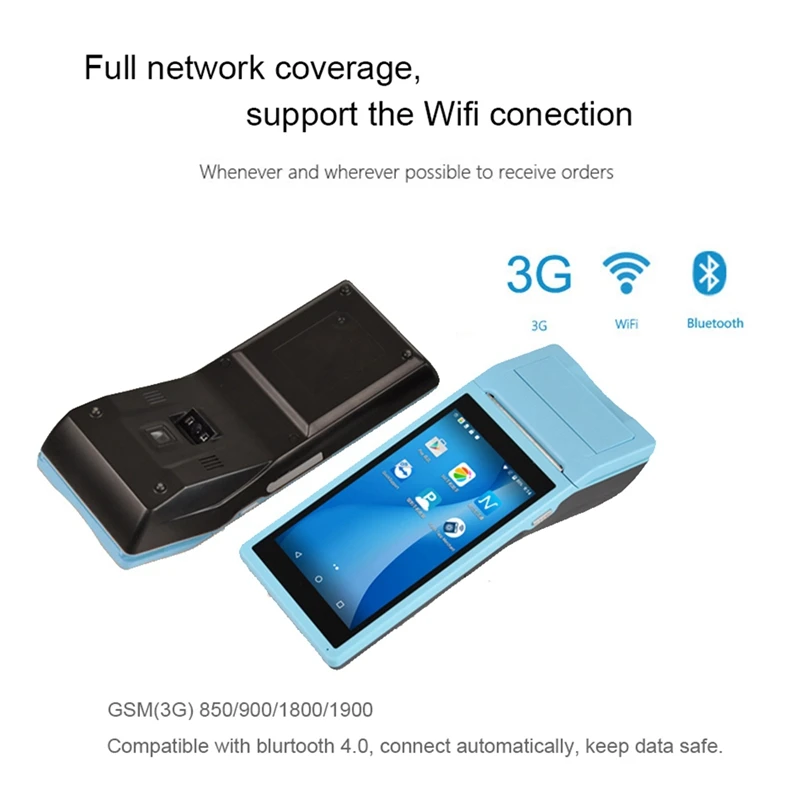 Портативный pos компьютер 5 дюймов нажмите 3g Wifi Bluetooth Android Pda Мобильный платежный