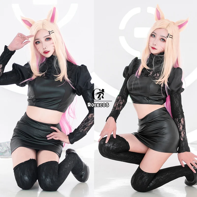 ROLECOS игры Лига Легенд кДа Ahri Косплэй костюм круче пикантные Для женщин черный