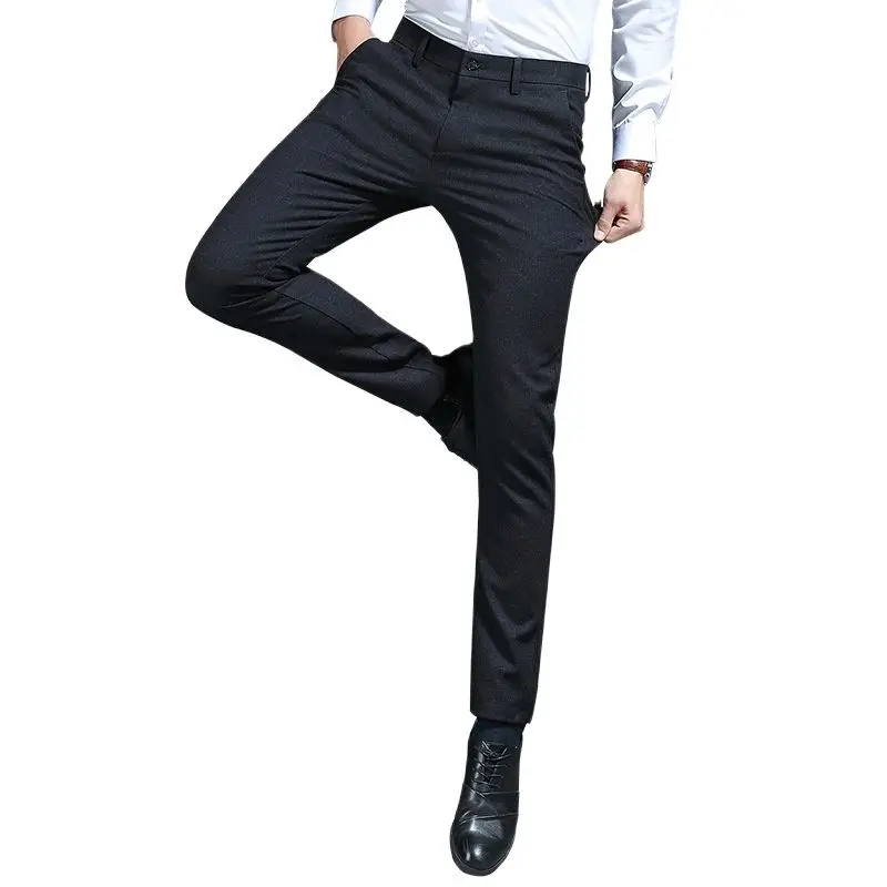 

2020 fashion autumn and winter new trousers men's business leisure suit pants stretch slim straight professional formal trousers