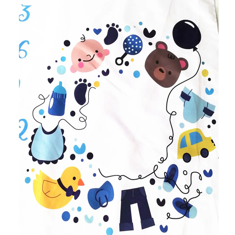 

Baby Cute Fashion Props Backdrop Cloth Cartoon Calender Photo Grops Soft Photography Blanket Monthly Milestone Square Polyester