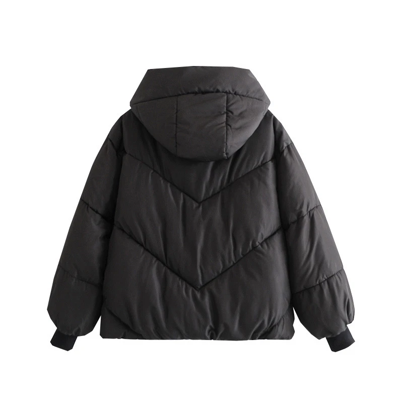 

YOSIBCD Women 2021 Fashion Thick Warm Hooded Parkas Loose Padded Jacket Coat Vintage Long Sleeve Female Outerwear Chic Tops