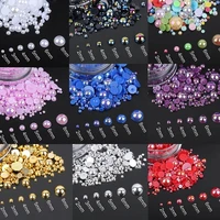 Mixed size ABS Nail Art Rhinestone Plastic pearl beads semi-circular flat pearl DIY mobile phone shell nail accessories