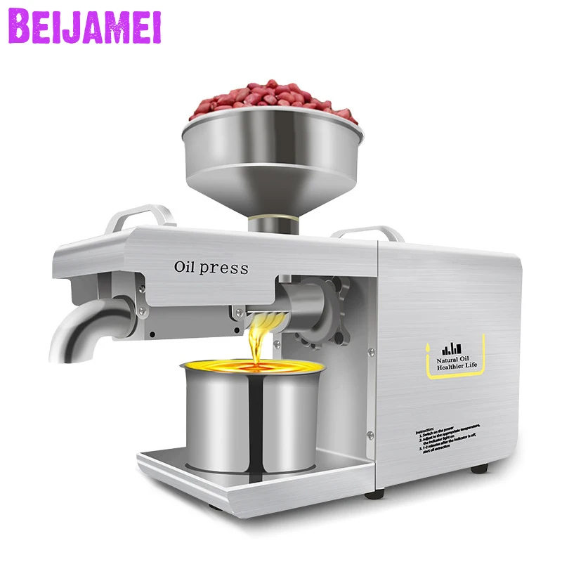 

BEIJAMEI Commercial oil press machine stainless steel sesame peanut oil extractor for flaxseed cold press oil