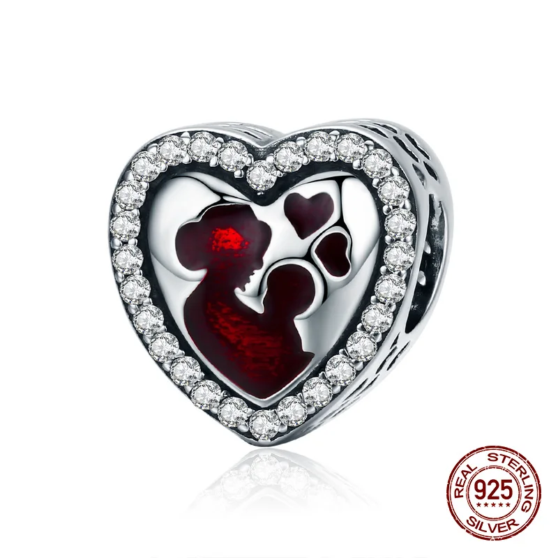 SC634 Китайский год красный серебряные бусины 925 пробы подвеска талисманы fit Pandora браслет ожерелье ювелирные изделия - Цвет: SC634