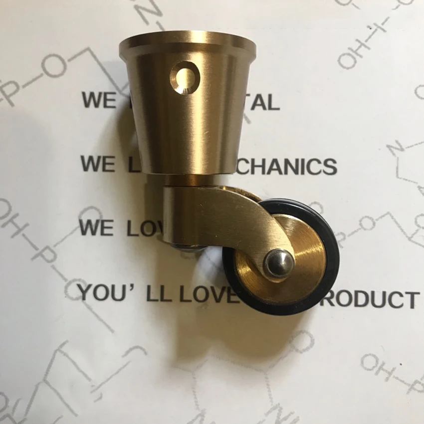 

4PCS/Lot Vintage Brass Round Cup Casters, Swivel Wheel Casters with Black Rubber Ring for Furniture, 31mm Outer Diameter
