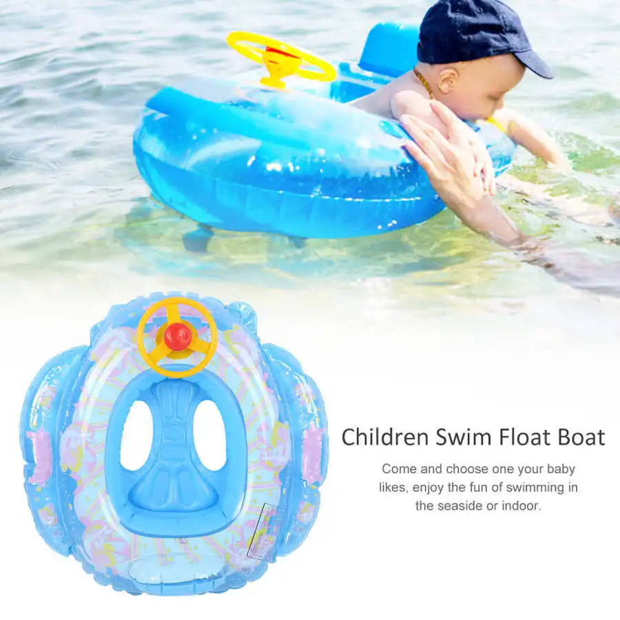 Thickened Summer Children Inflatable Pool Ring Lap Swim Seat Float Boat Baby Boys Toys Blue Flying Horse Wheel Horn | Спорт и