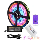 Музыкальная светодиодная полоса освещения комплект 12 В WS2811 полоса музыка синхронизация SP107E приложение для телефона контроллер с адаптером вечерние гостиной спальни ТВ