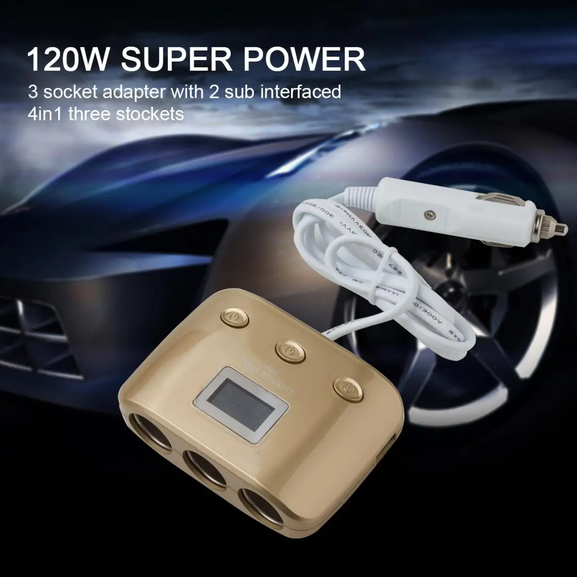 Новые 3 пути Трехместный Розетка для автомобильного прикуривателя Разветвитель 2