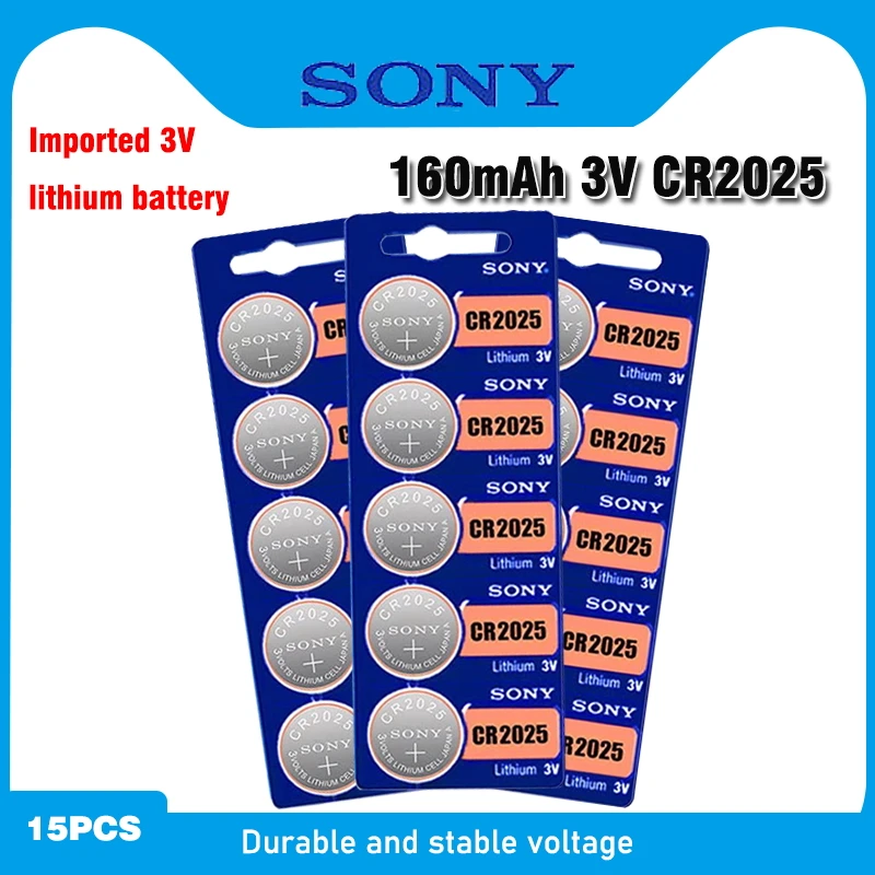 

15pcs For SONY Original cr2025 3v button cell coin lithium batteries CR 2025 DL2025 BR2025 For Watch Remote Control Calculator