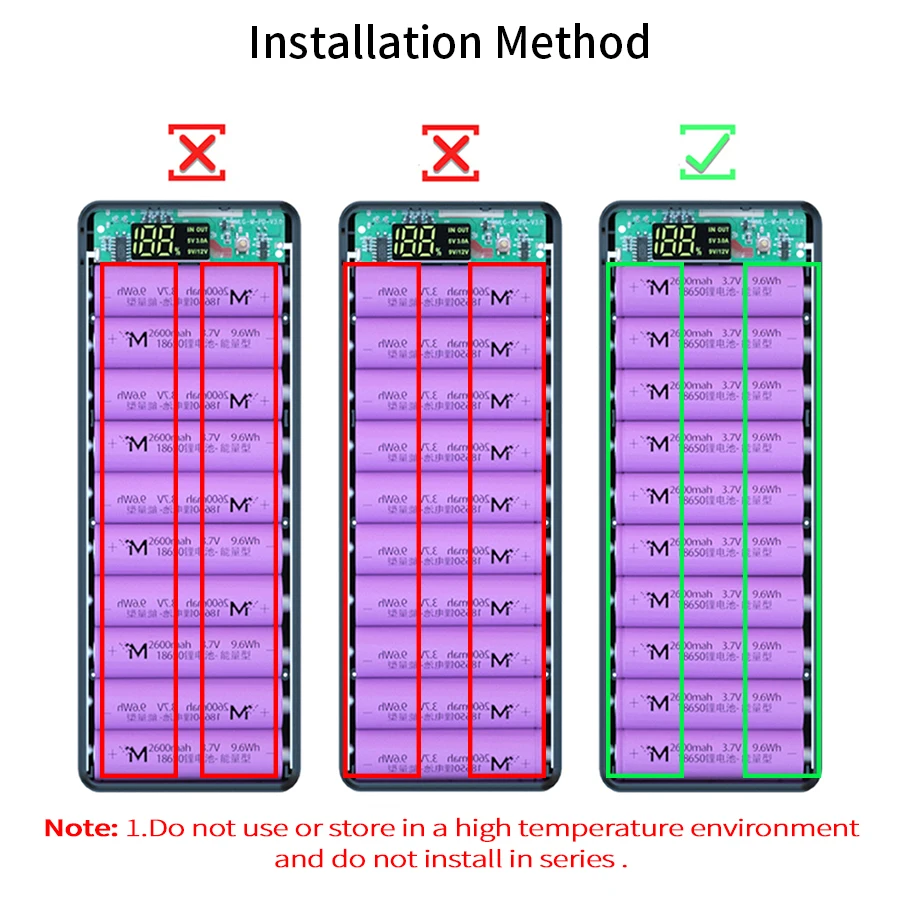 10*18650 зарядное устройство для аккумуляторов чехол внешнего аккумулятора с двумя
