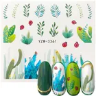 2022 новый дизайн, наклейка с рисунком кактуса, зеленых растений, Листьев, водяных хлопьев, слайдер, тату, украшение для дизайна ногтей