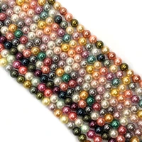 1 strand 6 12mm sizes natural shell pearl loose beads strand round shaped colorful colors diy for making necklace bracelets
