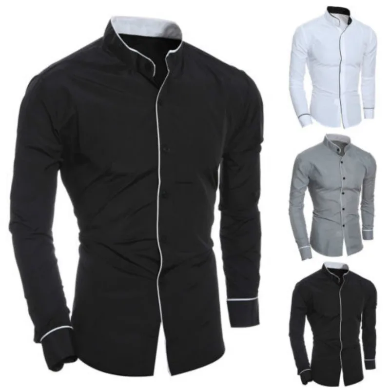 Осенняя роскошная мужская рубашка стильная повседневная модная с V-образным