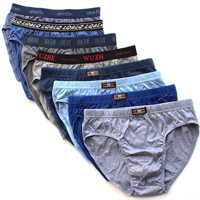 

6pcs/Lot Letter waist 100%Cotton Men Birefs Mid Waist Triangle Comfortable Underwear Men Breathable Shorts Men Briefs
