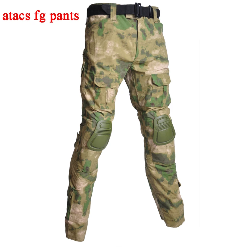 pants atacs fg Уличная Военная тактическая Униформа для страйкбола Пейнтбольная камуфляжная охотничья одежда унисекс дышащая Боевая Стрельба Armys костюмы - Цвет: pants atacs fg