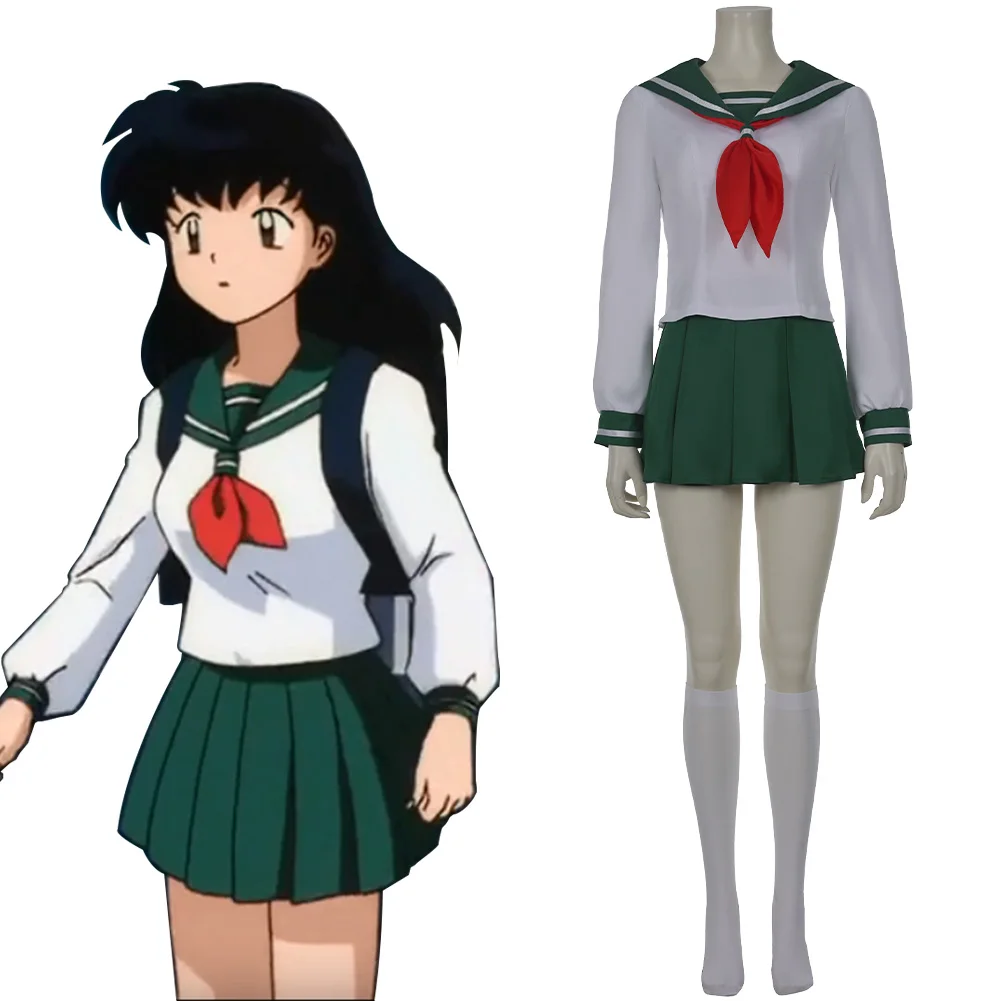 Аниме InuYasha Kagome Higurashi косплей костюм Женская Униформа рубашка юбка Хэллоуин
