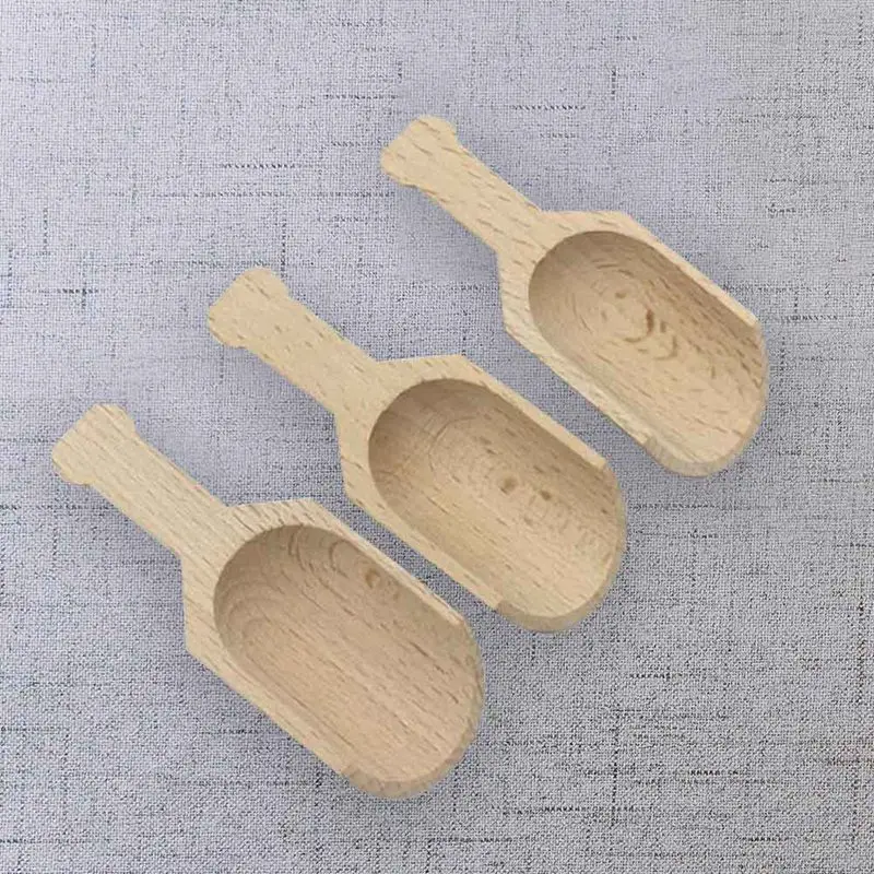 3 шт. деревянная круглая ручка Совок Чай ложка маленькие соль Лопата Миксер для