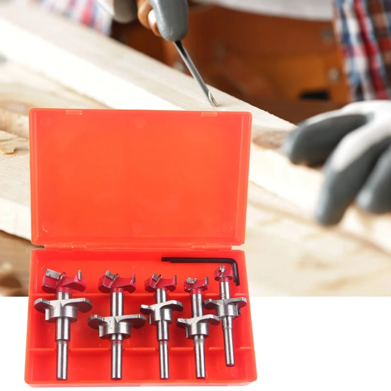 

5pcs 15-35mm Professional Forstner Drill Bit Adjustable Wood Hole Cutter Carbide