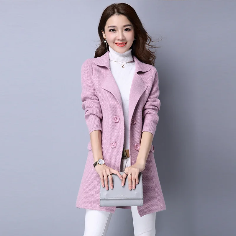Весенне-осенний свитер пальто Корейская версия свободный большой размер длинный