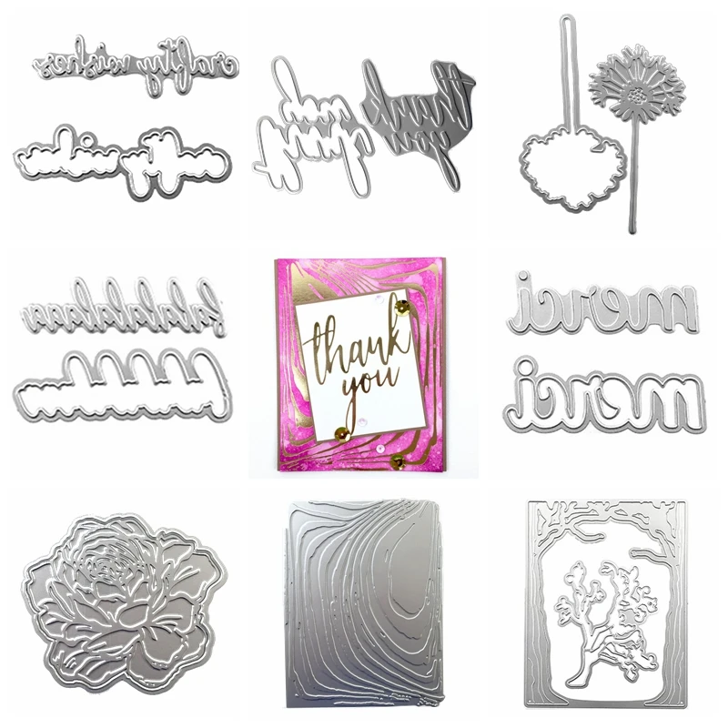 Hot Foil Plate Metal Cutting Dies Christmas Words Flower Rectangle Frame for DIY Scrapbooking Photo Album Decor Embossing Card | Дом и сад