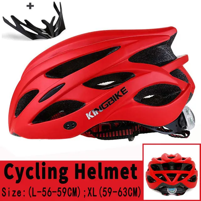 A652-red Велосипедный шлем KINGBIKE, козырек для мужчин и женщин, велосипедный шлем, задний светильник для горной дороги, велосипедный шлем Casco, цельнолитые велосипедные шлемы - Цвет: A652-red