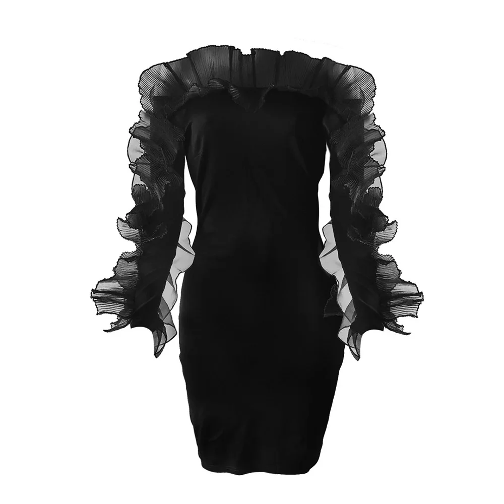 Purple Elegant Cocktail Dress Off The Shoulder Short Mini African Long Sleeves Wedding Party Formal Dress For Black Girls