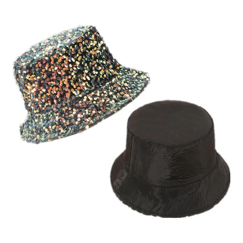 

Solid Color Sequins Cotton Bucket Hat Fisherman Hat Outdoor Travel Hat Sun Cap Hats for Women 84