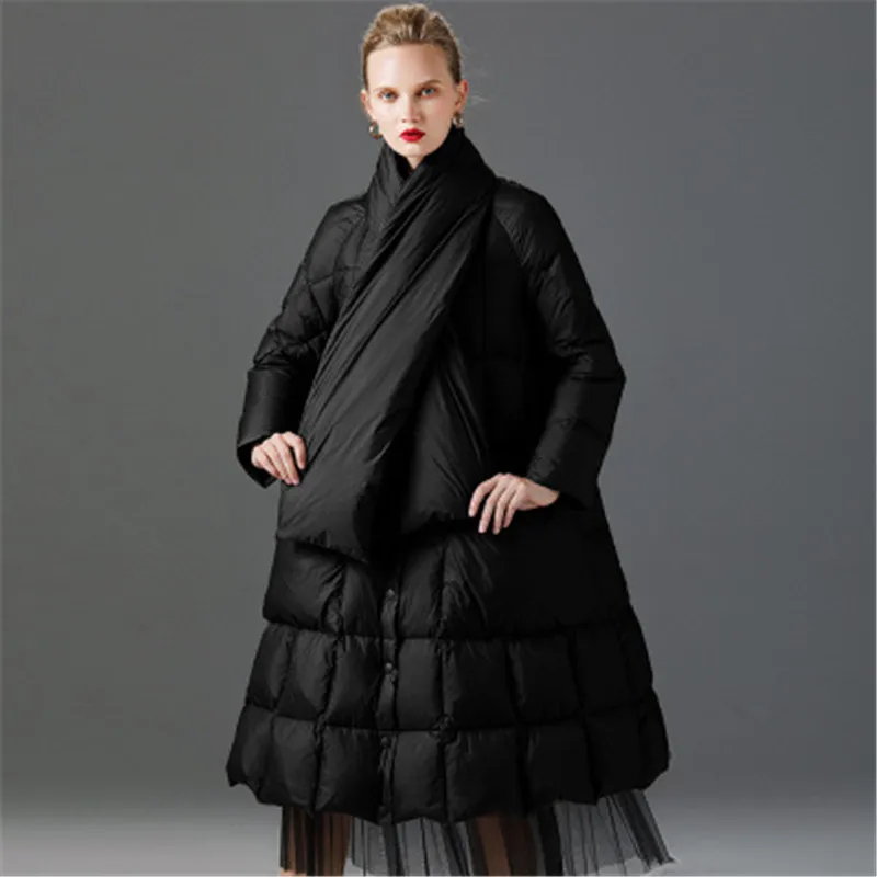 

Female Coat 2020 winter new down jacket women loose A-line 90 white duck down thickened small stand-up collar down Coat M129