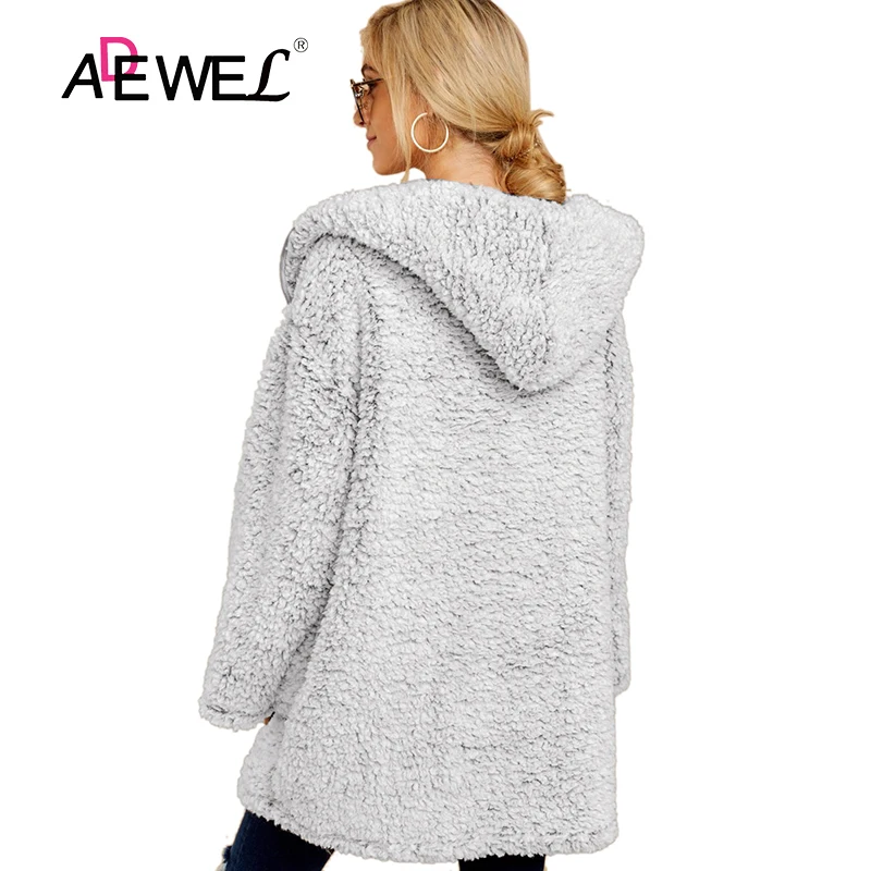 ADEWEL зимнее пальто Для женщин оставьте их ждать светильник сером и коричневом