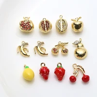 zinc alloy enamel charms 3d fruit durian strawberry lemon pendant charms 10pcslot for diy jewelry making finding accessories