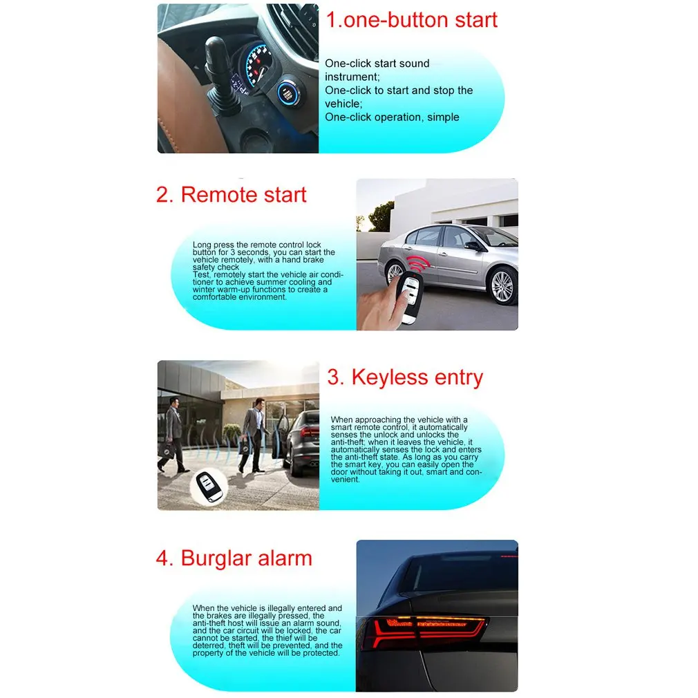 

10pcs Auto car start stop engine system with keyboard PKE Keyless Entry Engine Alarm System set password open/close door