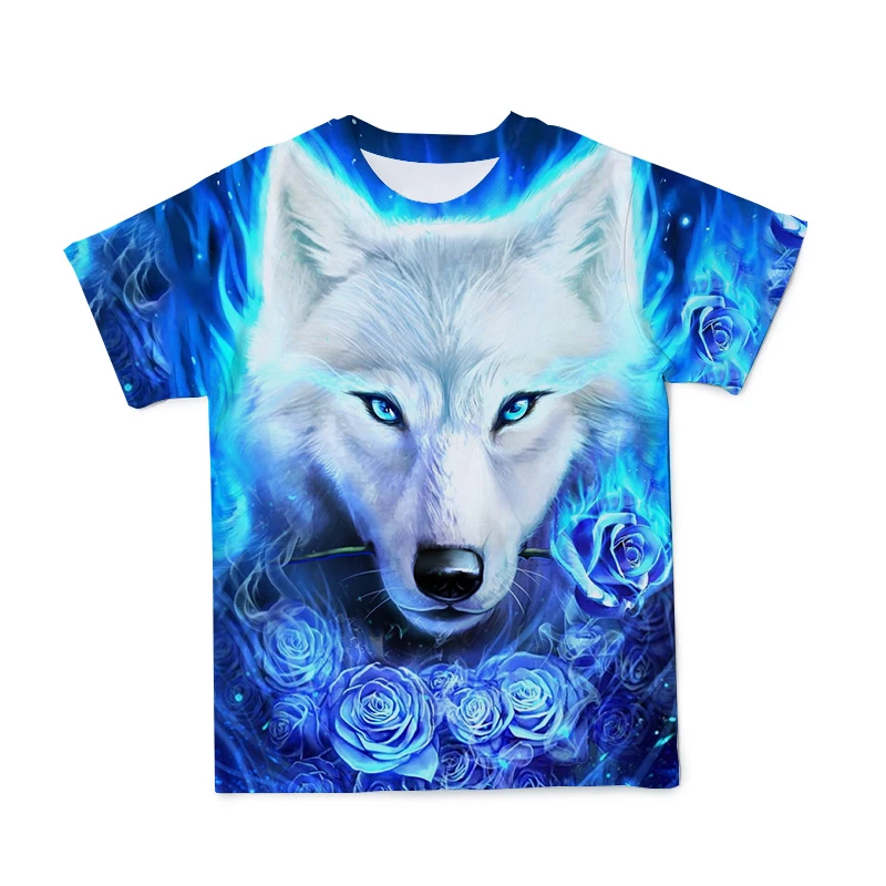 

2021 New Couple Wolf Print T-shirt Men And Women 3 D Short-sleeved T-shirt Round Neck Fashion Casual Brand Xxs-6xl