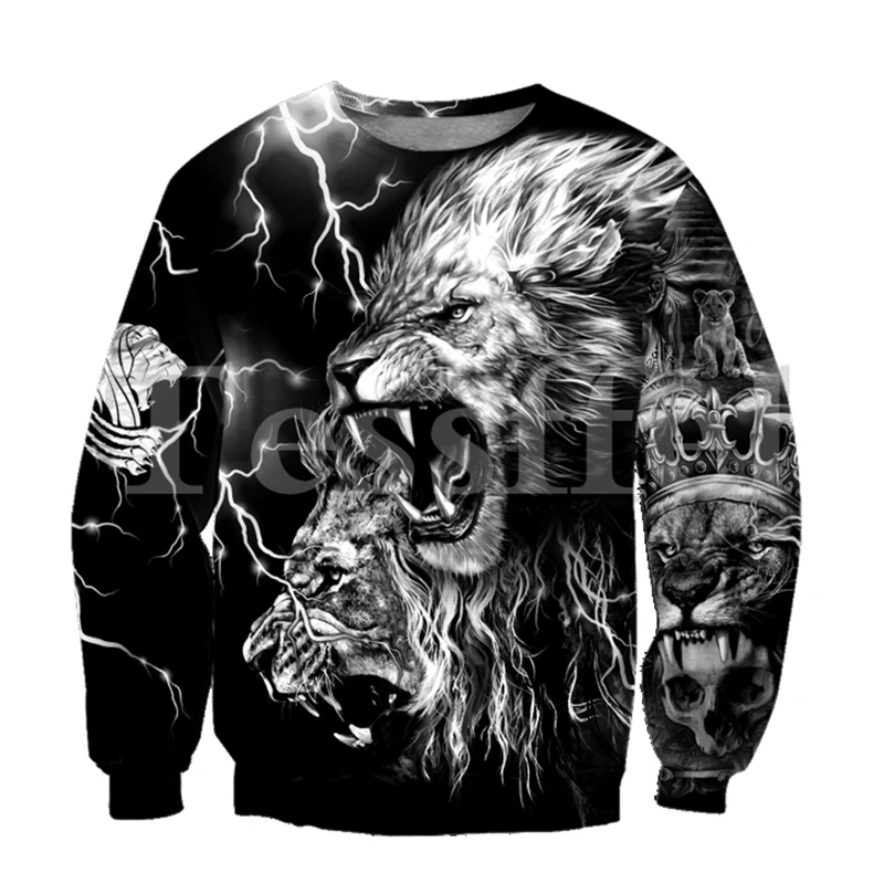 

Tessffel 3D Printed King Lion Tattoo New Fashion Harajuku Animal Hoodie Jacket Zipper Sweatshirt Cool Streetwear Style-10