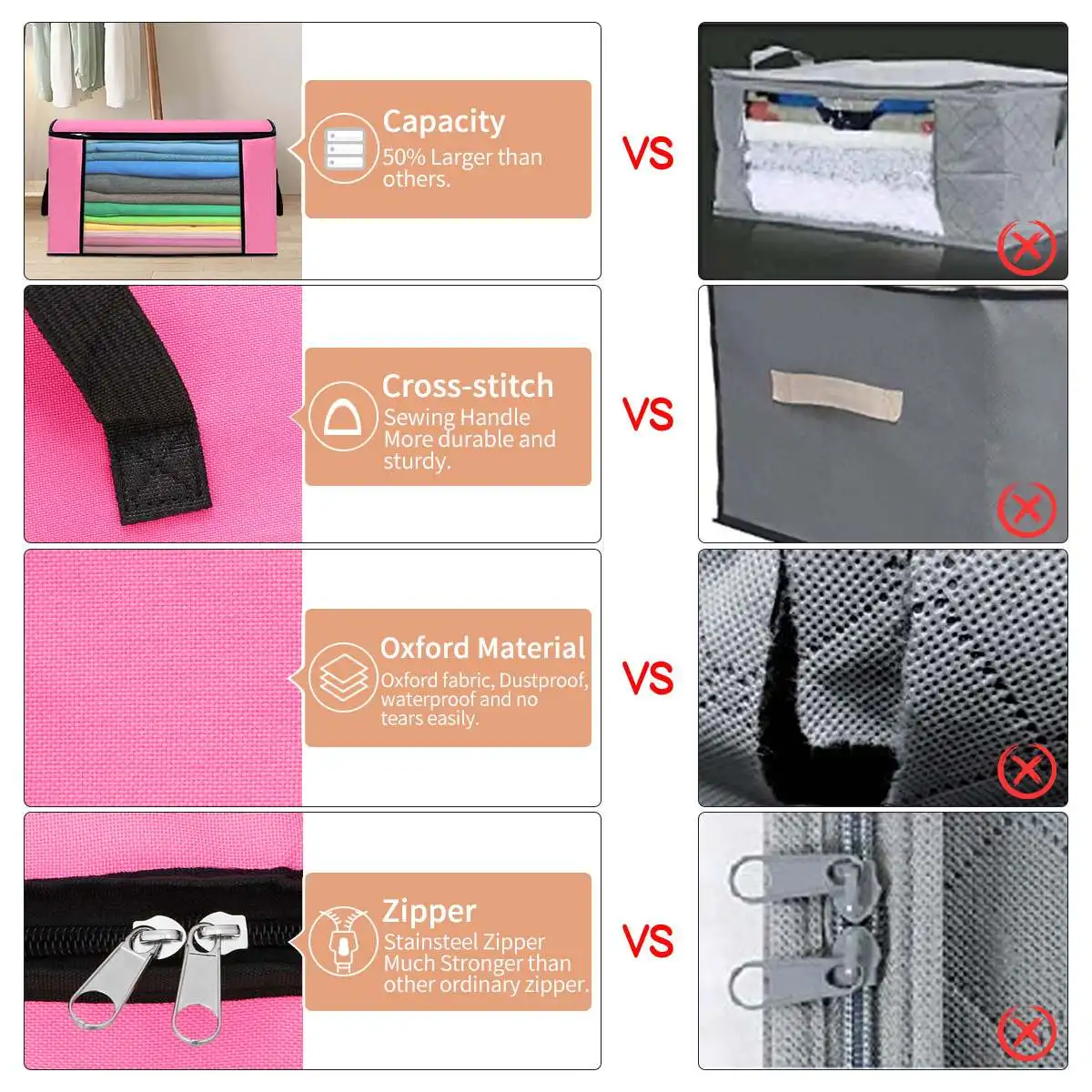 

4Pcs Foldable Storage Bag Quilt Pillow Blanket Organizer Moisture-proof Clothes Storage Bag Home Closet Clothing Sorting Bags