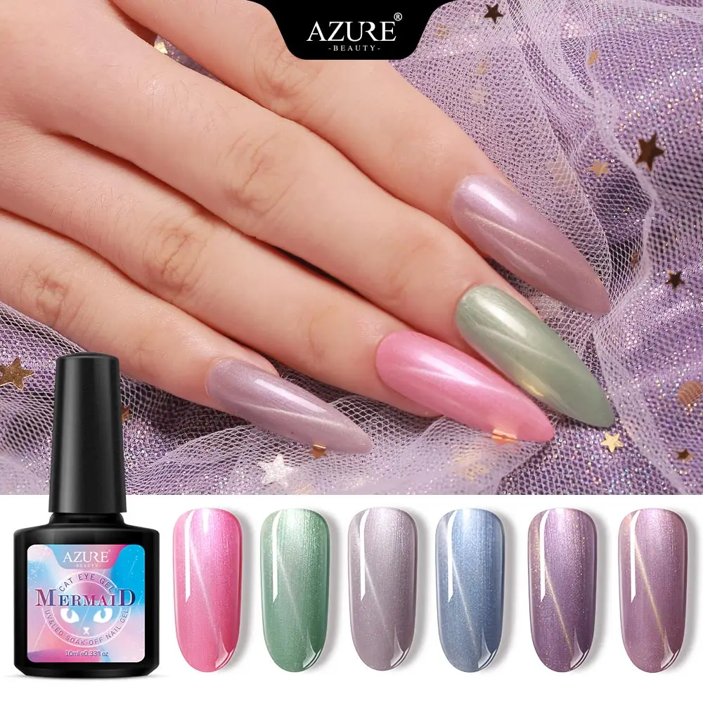 Azure beauty Русалка Гель-лак с эффектом "кошачий глаз" замочить от УФ-Хамелеон для использования с магнитом Гель-лак для ногтей Полупостоянный гель нужен магнит-Стик