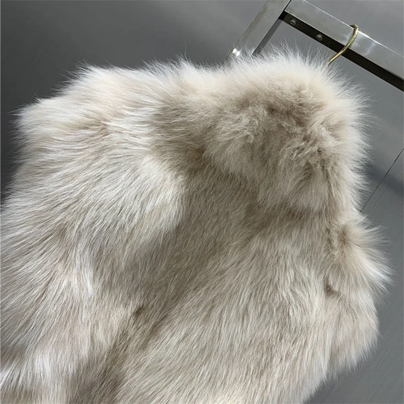 

Whole skin fox fur vests women turn down collar fashion waistcoats woman sleeveless fur jackets 2021 autumn winter