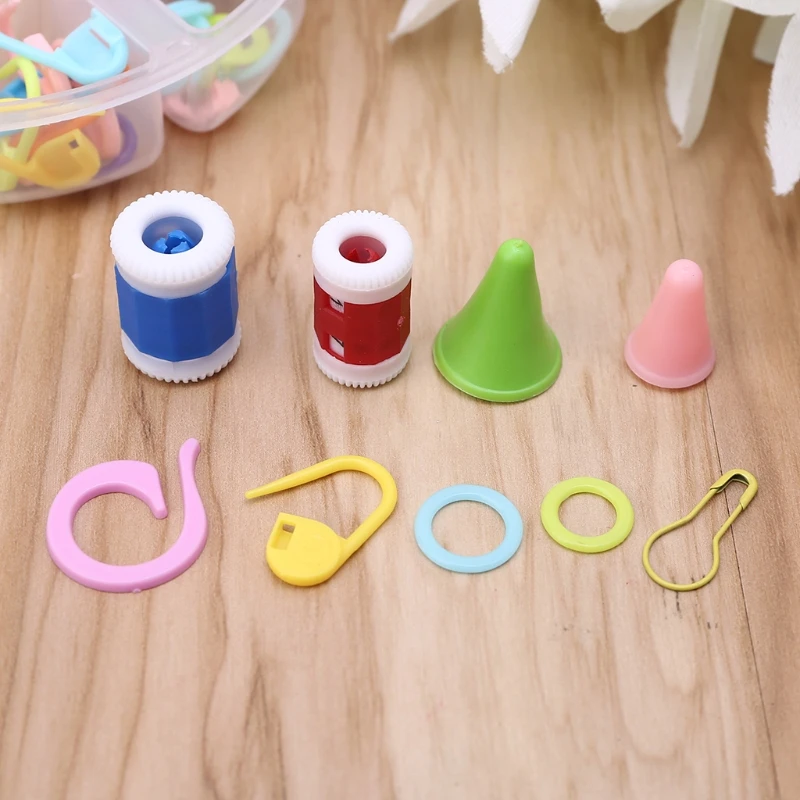 

69pcs Knitting Crochet Locking Stitch Markers Needles Protectors Counter Counting Circle Gourd Pins Sewing Accessories