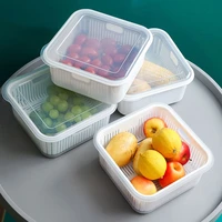 double drain basket fruit baskets kitchen organizer plastic containers food storage fridge storage boxes household items