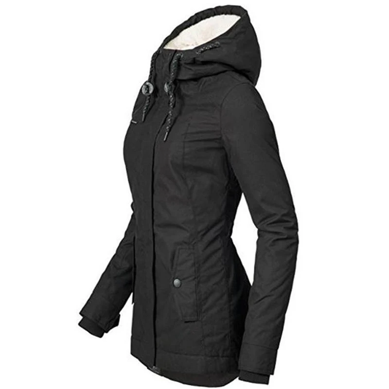 

Waterproof Warm Hooded Winter Coat Thickend Fleece Lined Cotton Coat for Women SWD889