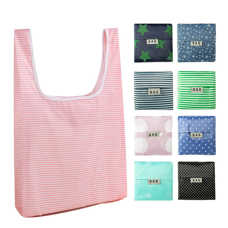 

Creative Printing Oxford Cloth Folding Ladies Bag Fashion Portable Women Shopping Bag Kitchen Storage Bags