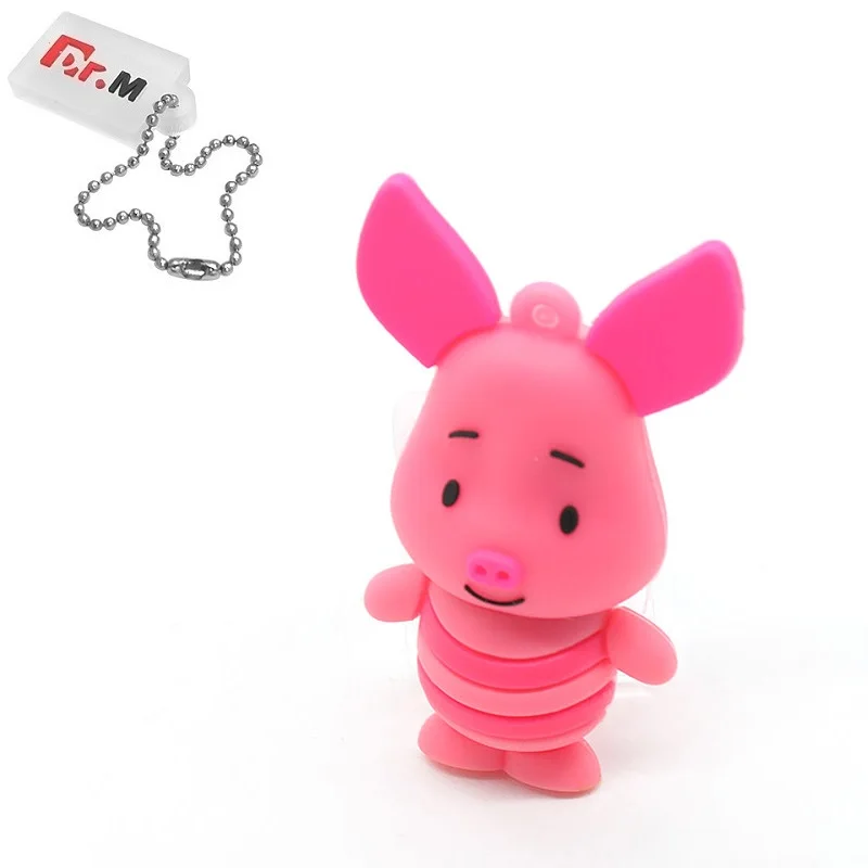 Piglet Милые Мультяшные USB флеш-накопители, 32 ГБ, животные, свинья, кролик, флешка, 64 ГБ, реальная емкость, 4 ГБ, 8 ГБ, 16 ГБ, карта памяти, I флэш-диск, флешка - Цвет: Piglet