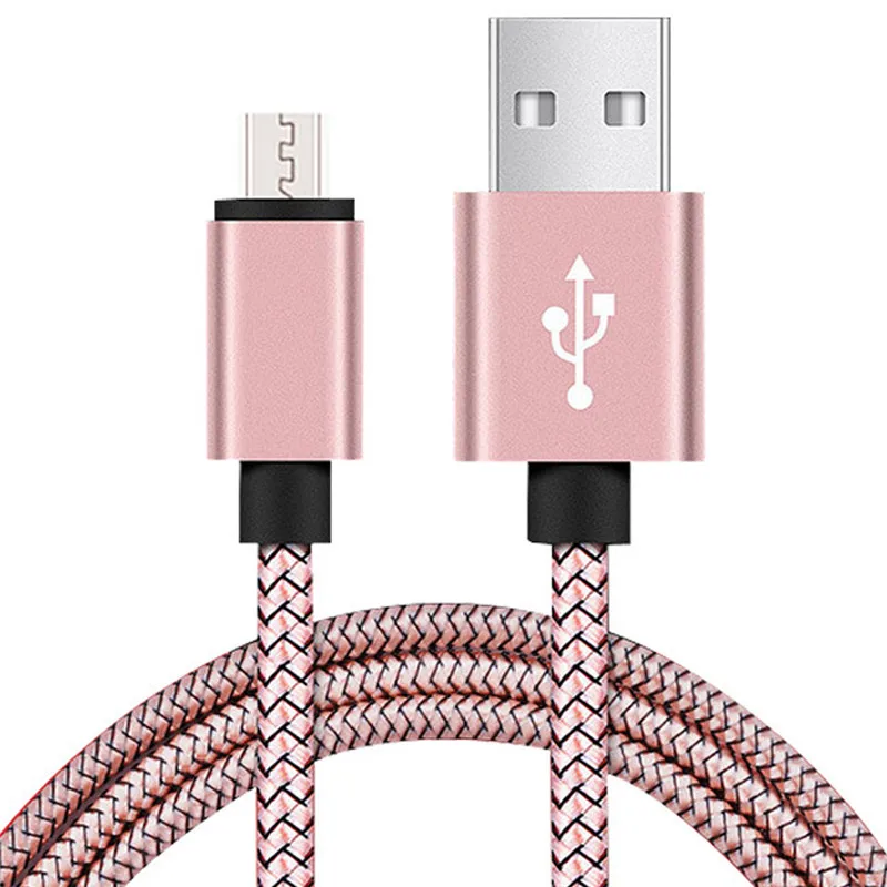 USB кабель для быстрой зарядки нейлоновое плетеное зарядное устройство Шнур для iphone 6 6S 7 8 Plus XR X XS MAX для Xiaomi huawei samsung Smart phone - Цвет: Pink Length 2m