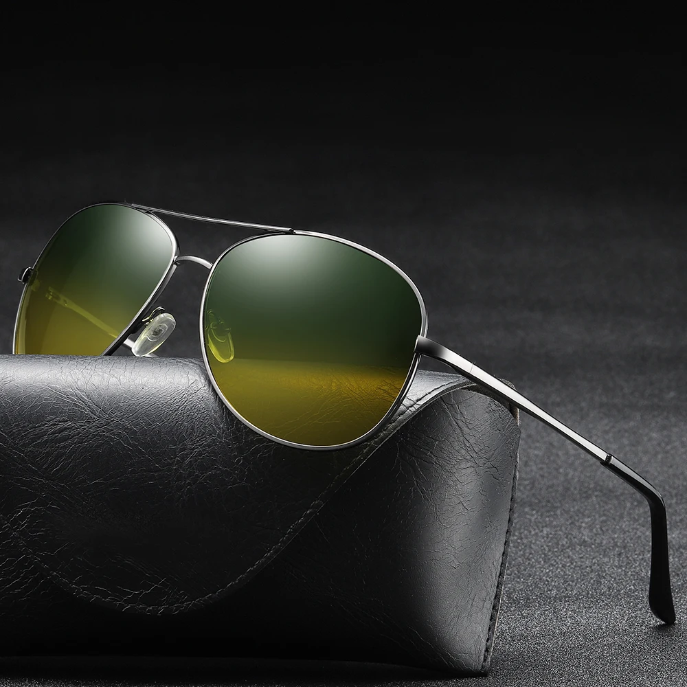 Солнцезащитные очки дневного и ночного видения мужские овальные для вождения с