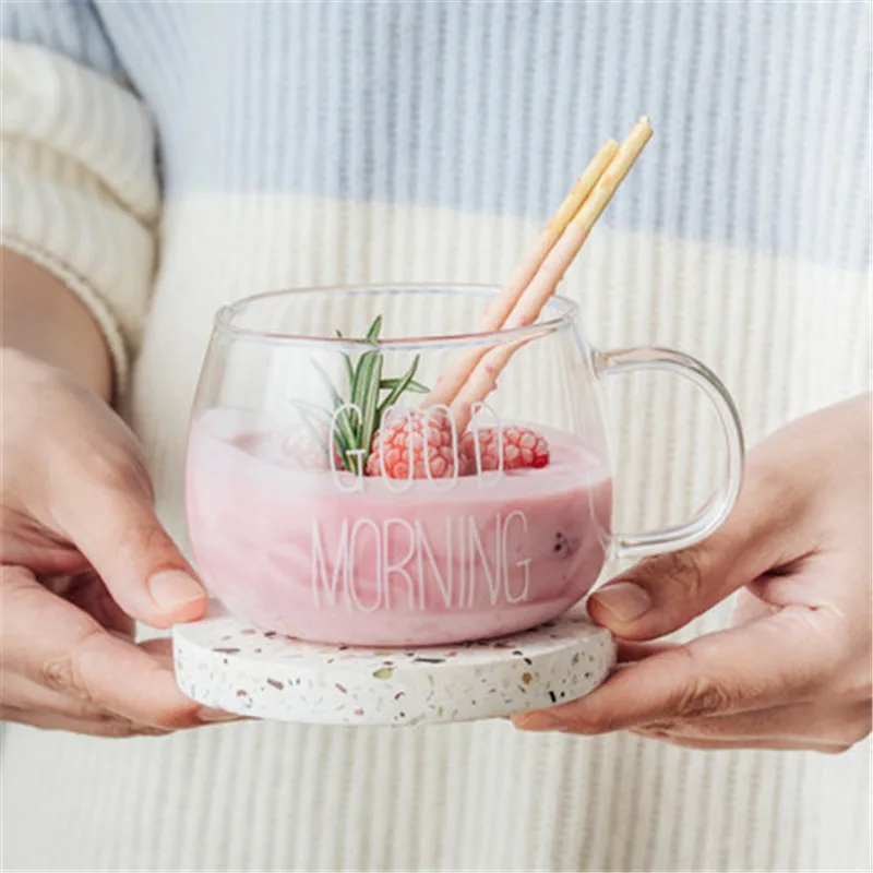 1 шт. стеклянная чашка для завтрака кофе чая молока йогурта кружка с креативными