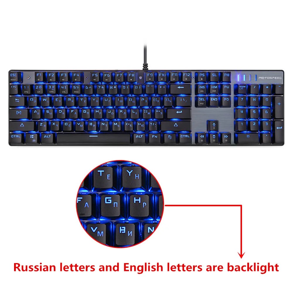 Motospeed CK104 игровая механическая клавиатура русская английская синяя
