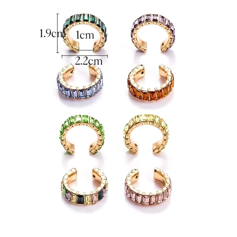 1 шт. серьги клипсы цветные стразы в форме травы манжета с драгоценными камнями